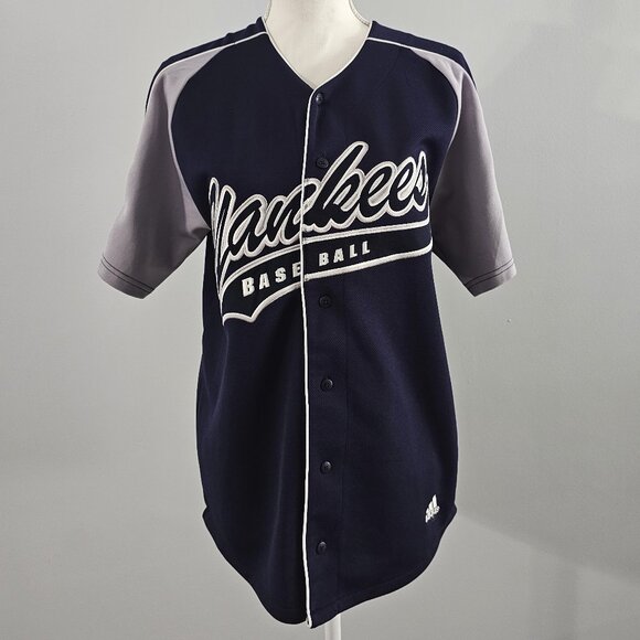 ADIDAS sewn NY YANKEES blue DEREK JETER #2 s/s JERSEY
